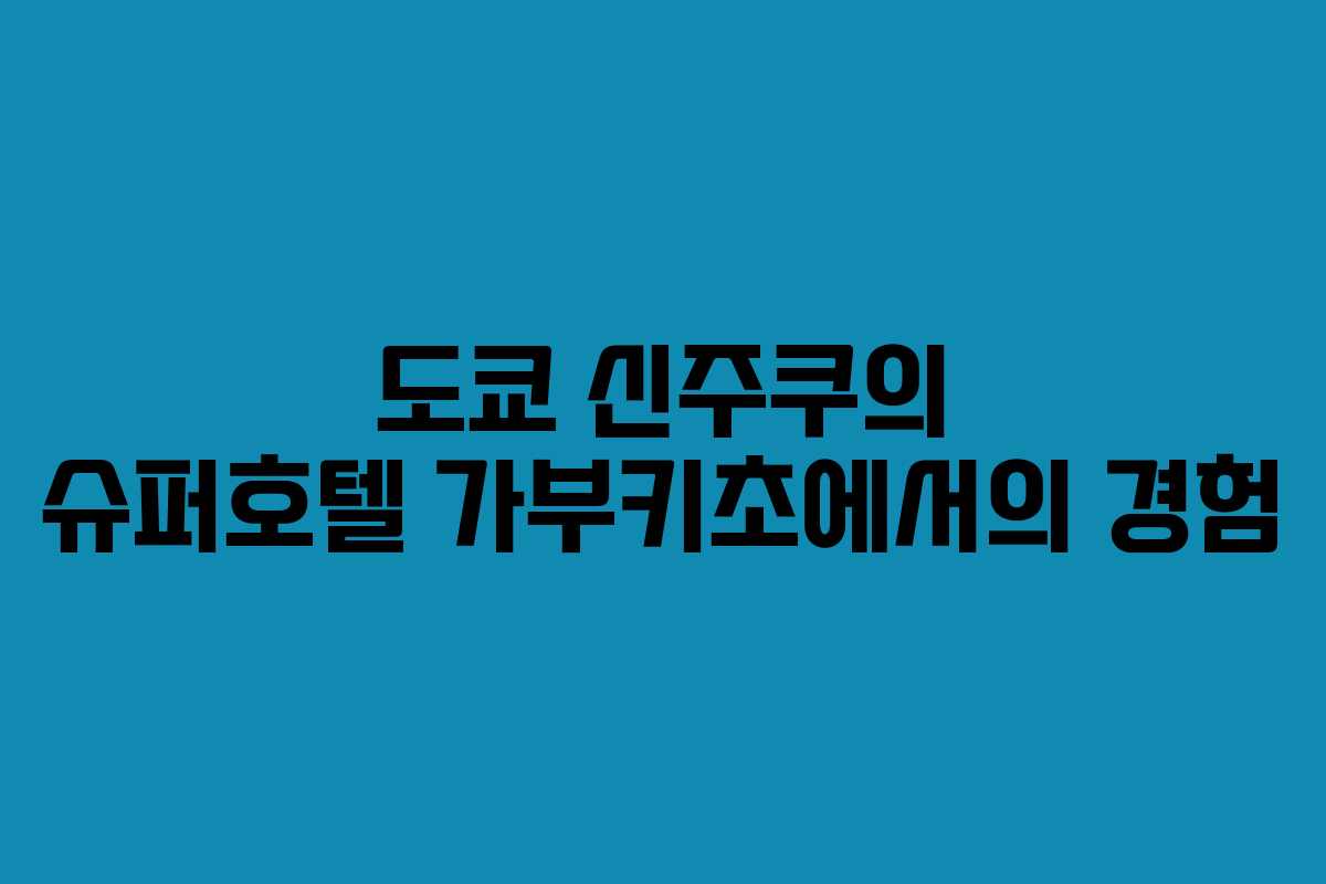 도쿄 신주쿠의 슈퍼호텔 가부키초에서의 경험