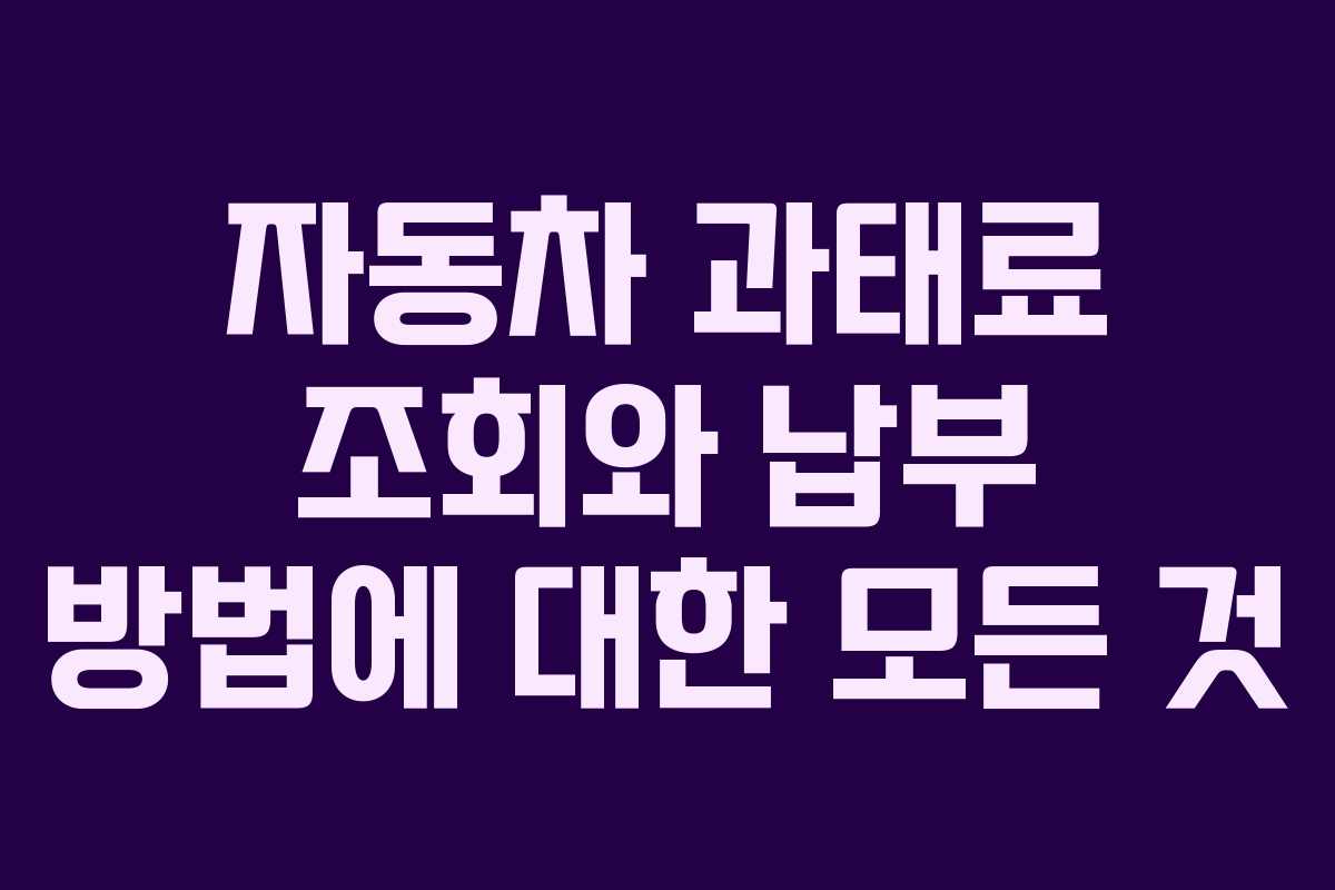 자동차 과태료 조회와 납부 방법에 대한 모든 것