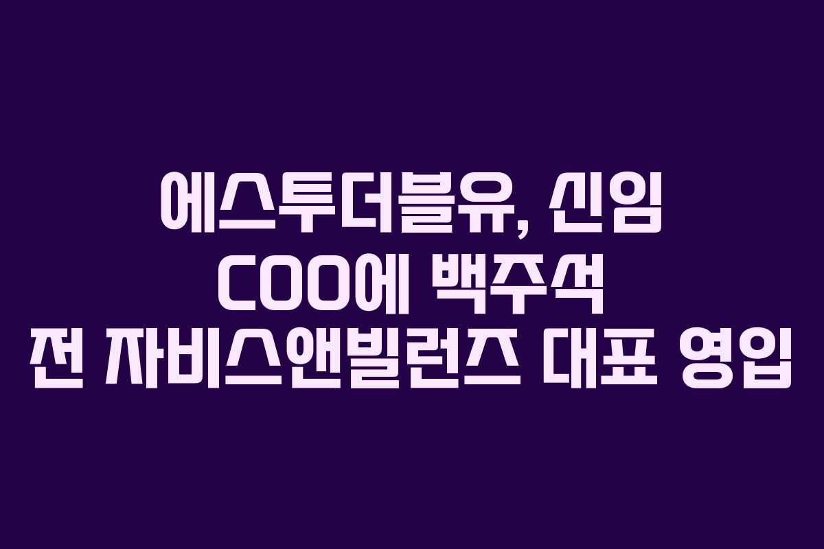 에스투더블유, 신임 COO에 백주석 전 자비스앤빌런즈 대표 영입