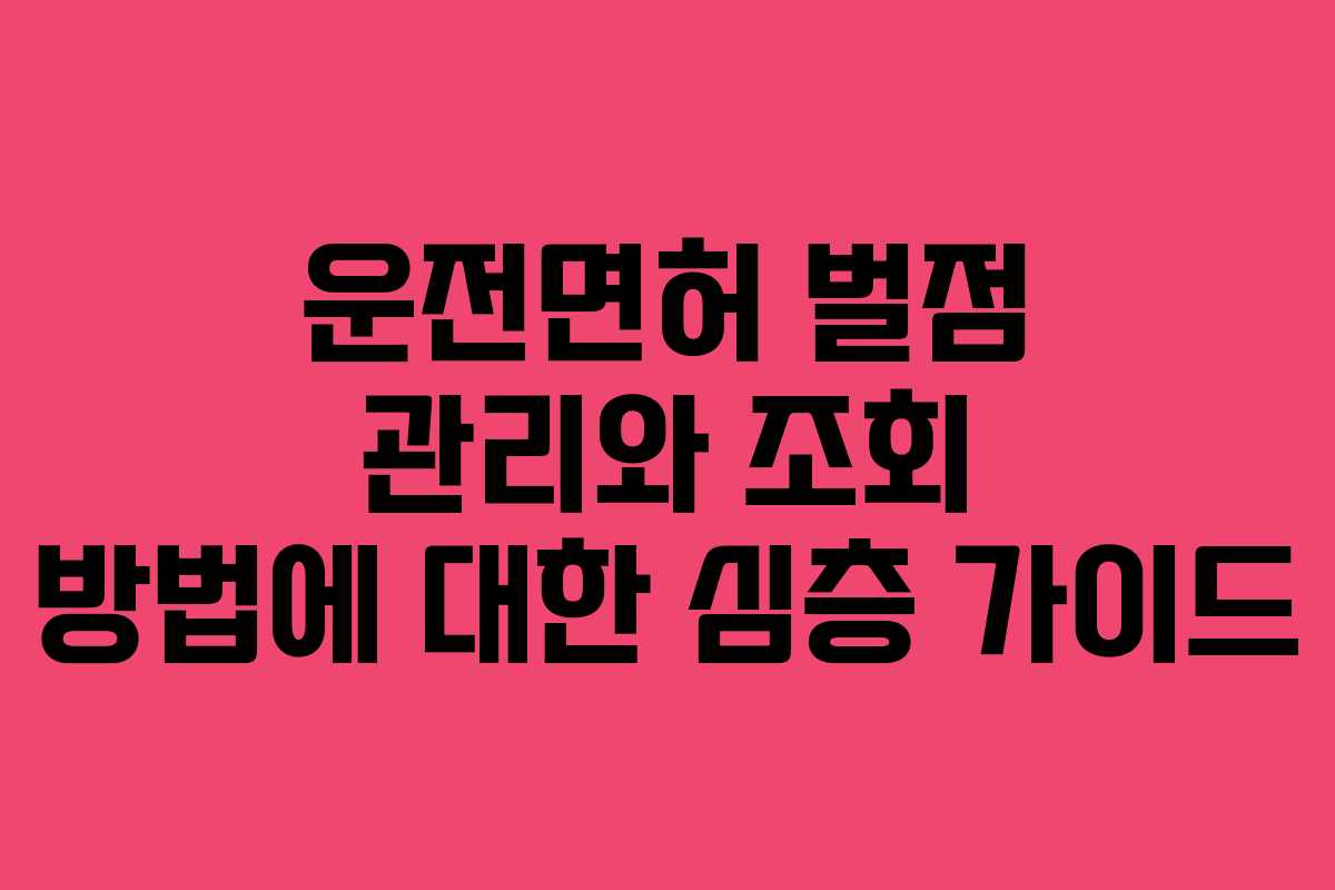 운전면허 벌점 관리와 조회 방법에 대한 심층 가이드