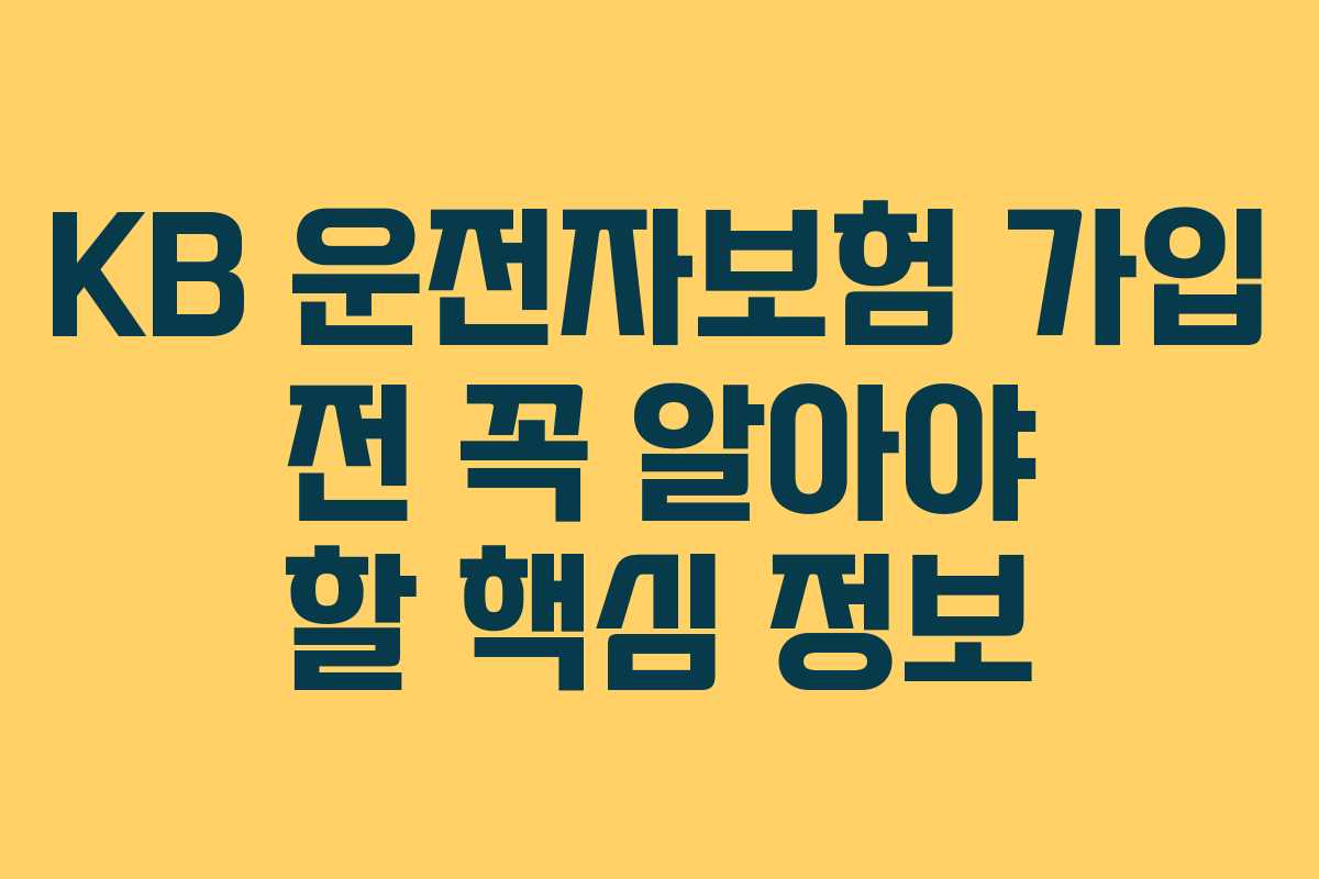 KB 운전자보험 가입 전 꼭 알아야 할 핵심 정보