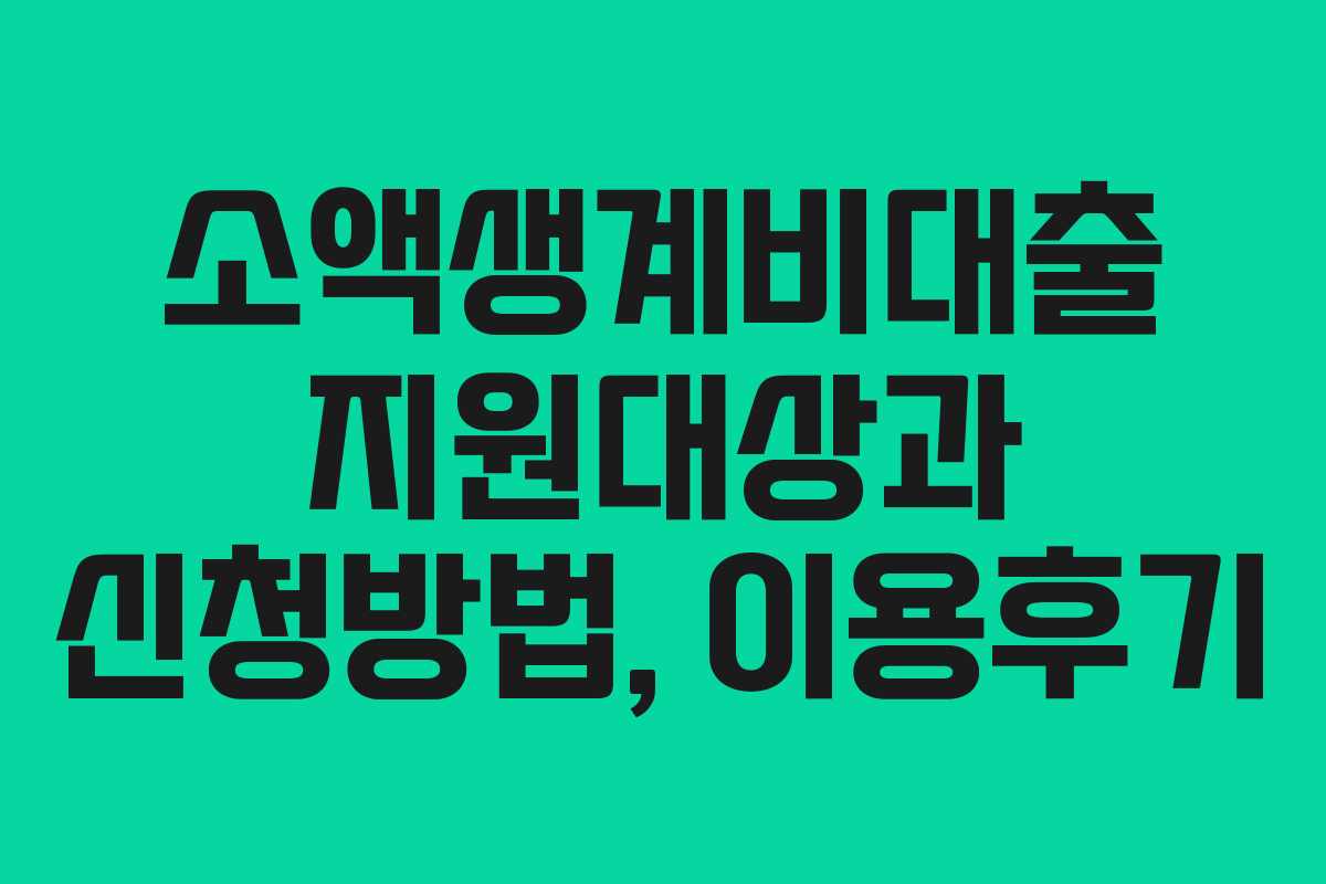 소액생계비대출 지원대상과 신청방법, 이용후기