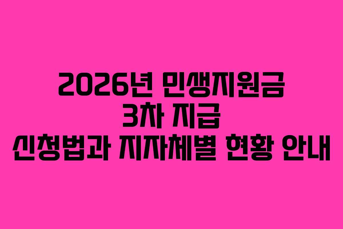 2026년 민생지원금 3차 지급 신청법과 지자체별 현황 안내