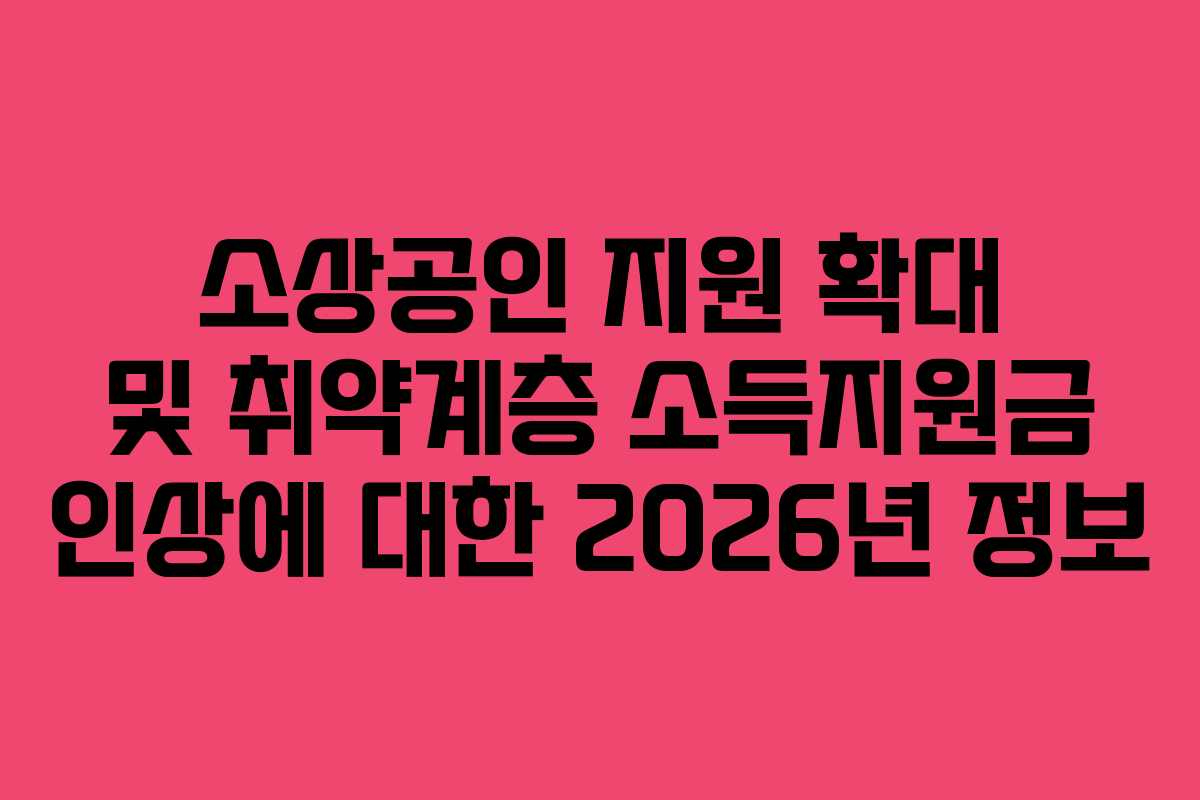 소상공인 지원 확대 및 취약계층 소득지원금 인상에 대한 2026년 정보