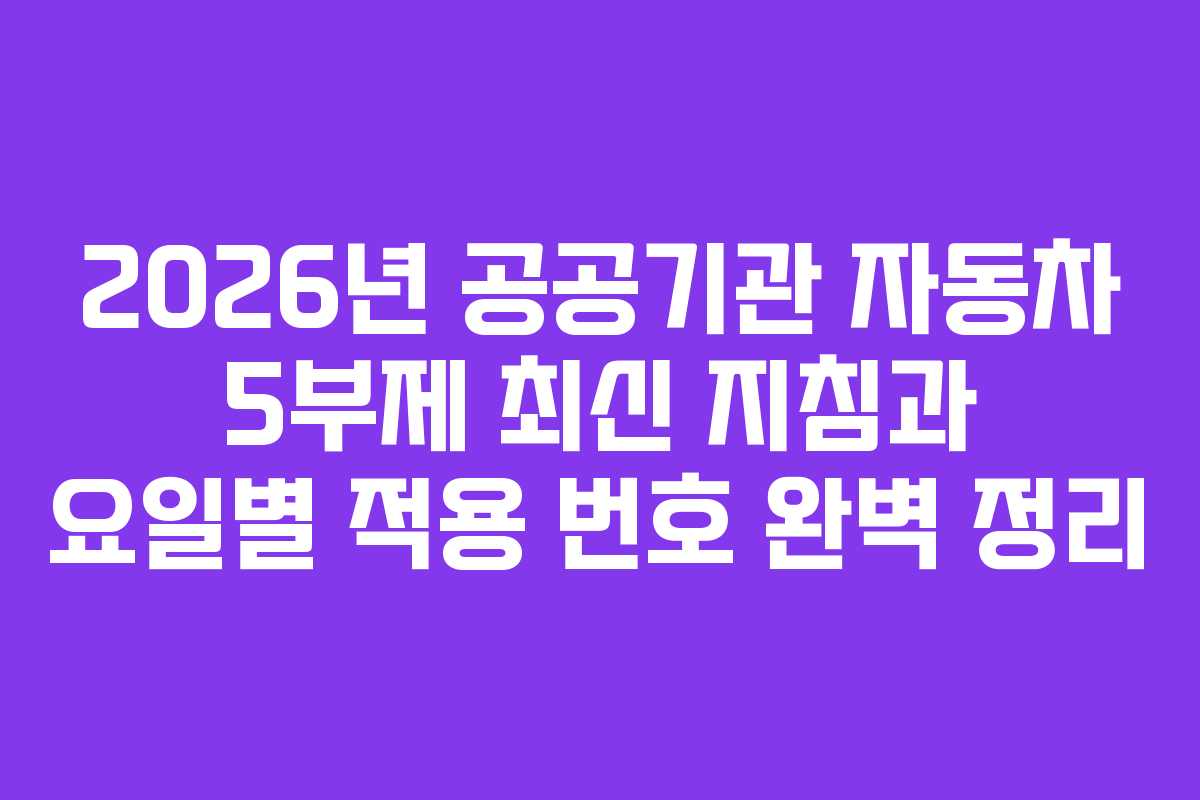 2026년 공공기관 자동차 5부제 최신 지침과 요일별 적용 번호 완벽 정리