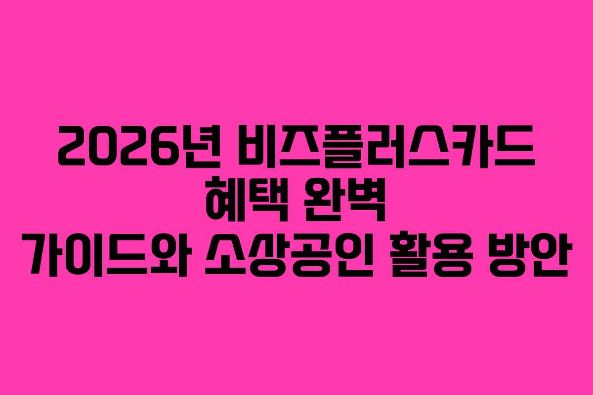 2026년 비즈플러스카드 혜택 완벽 가이드와 소상공인 활용 방안