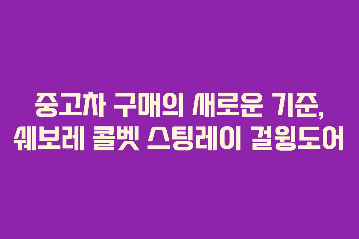 중고차 구매의 새로운 기준, 쉐보레 콜벳 스팅레이 걸윙도어