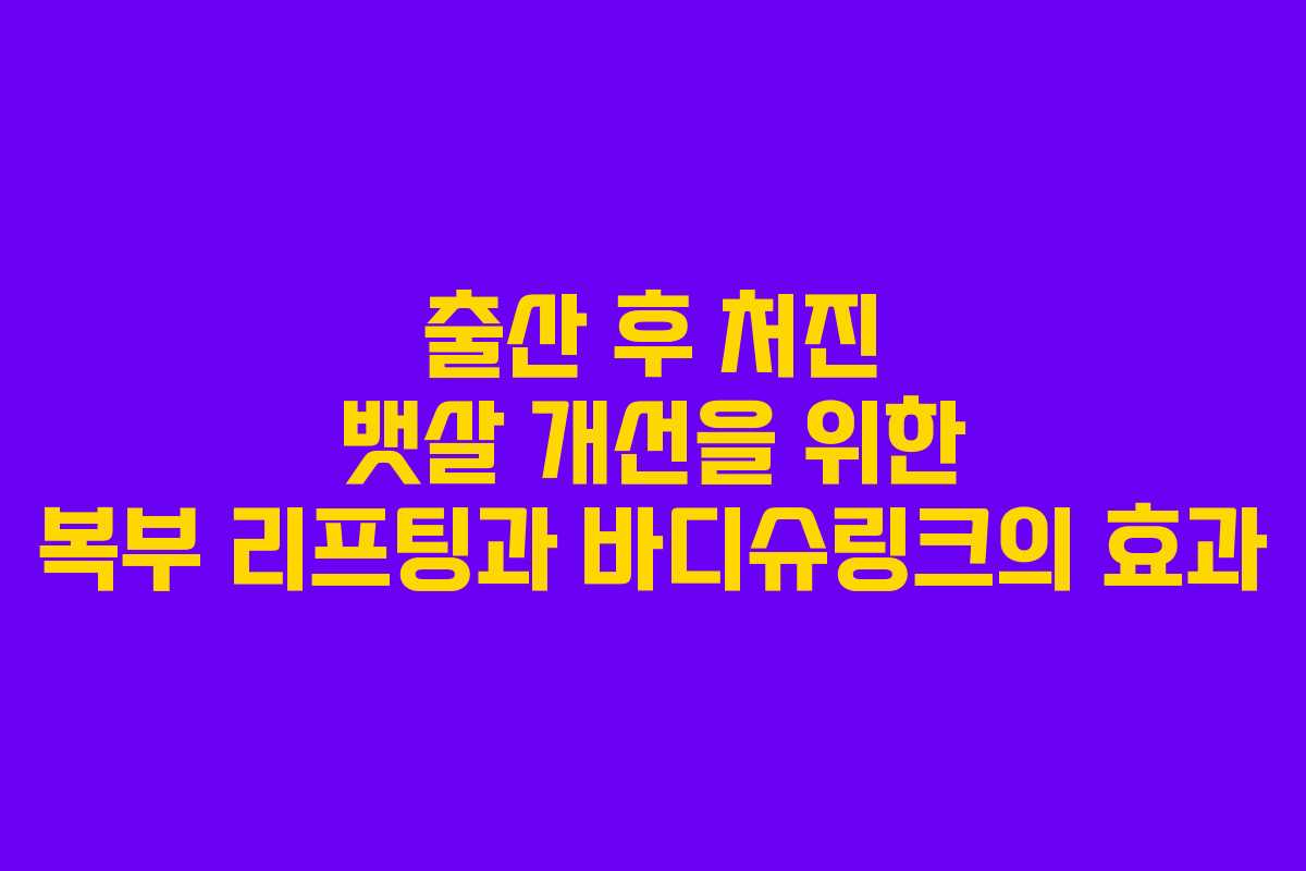 출산 후 처진 뱃살 개선을 위한 복부 리프팅과 바디슈링크의 효과