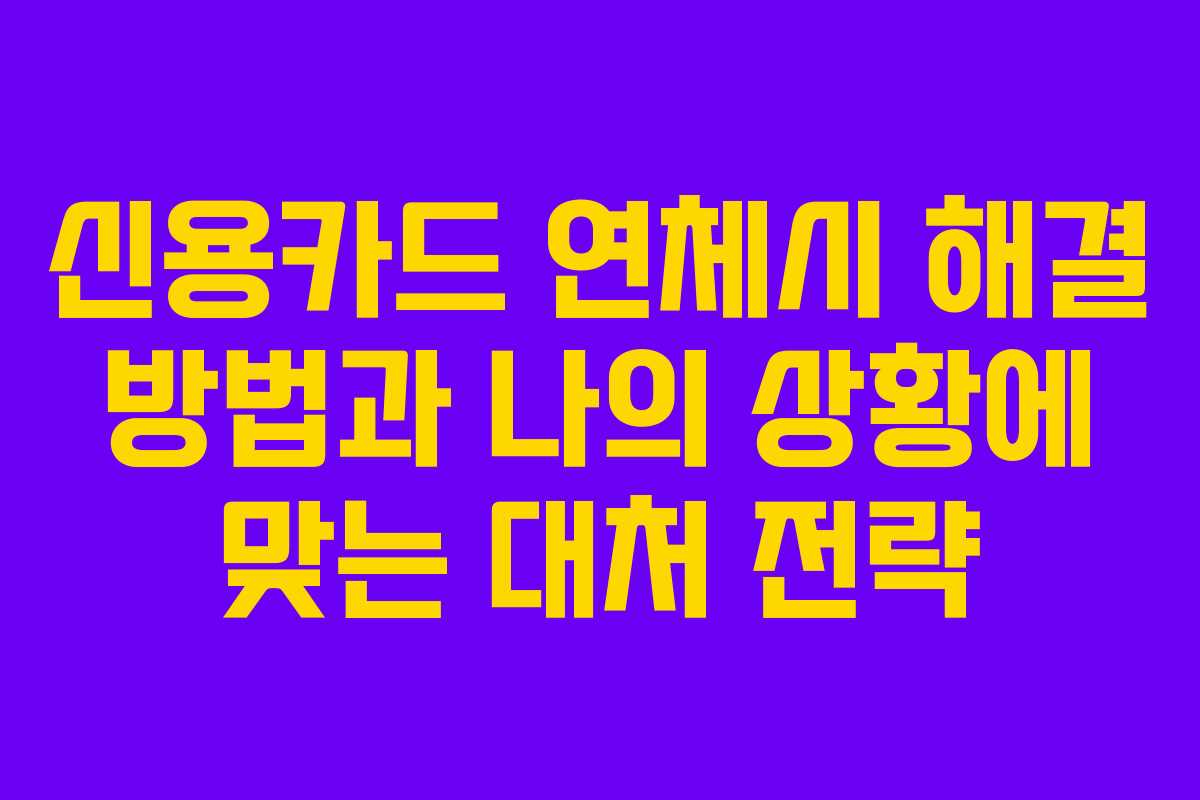 신용카드 연체시 해결 방법과 나의 상황에 맞는 대처 전략