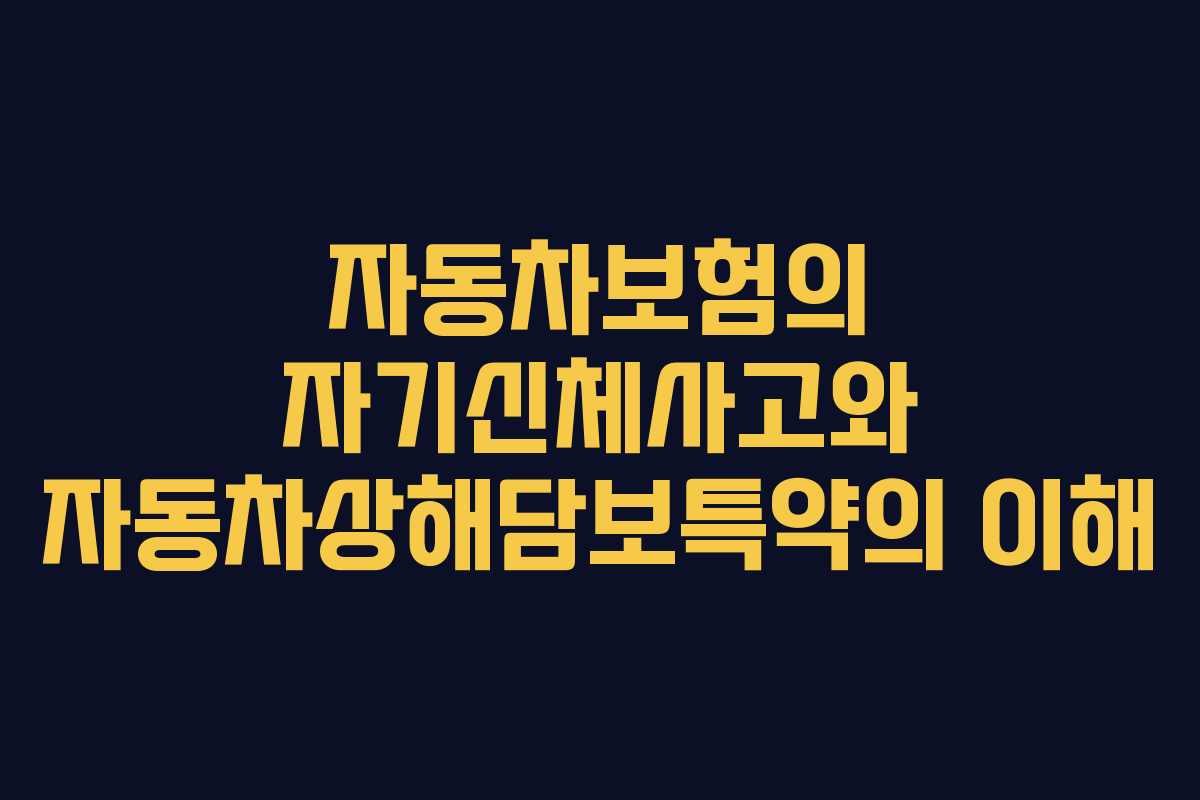 자동차보험의 자기신체사고와 자동차상해담보특약의 이해