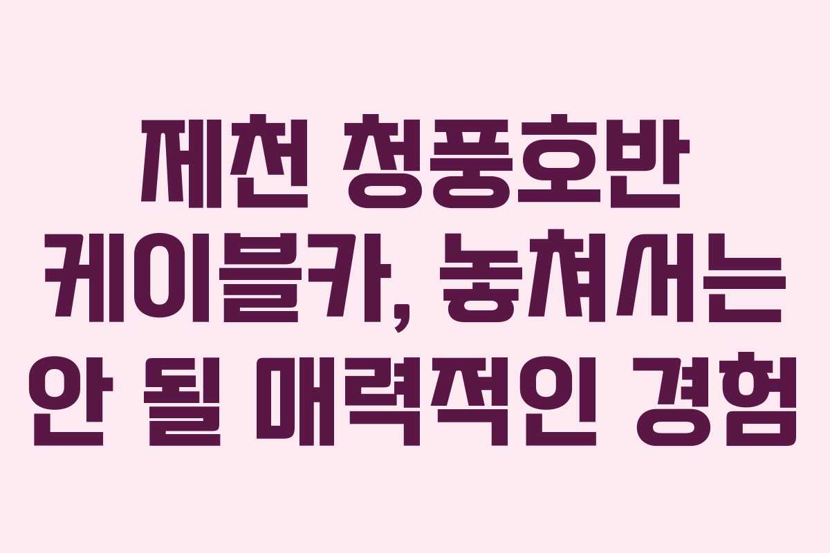 제천 청풍호반 케이블카, 놓쳐서는 안 될 매력적인 경험