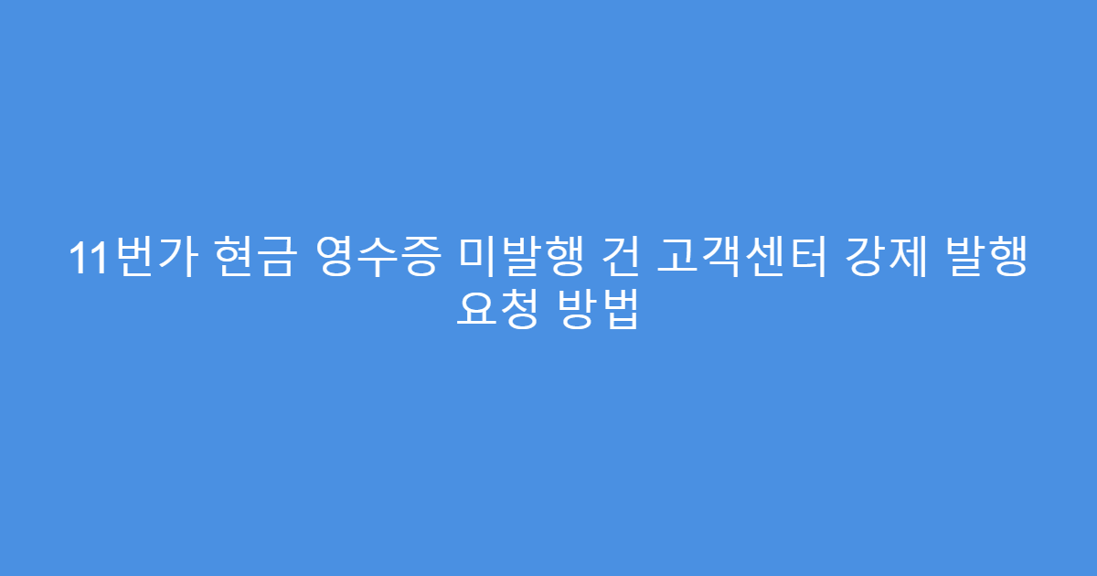 11번가 현금 영수증 미발행 건 고객센터 강제 발행 요청 방법