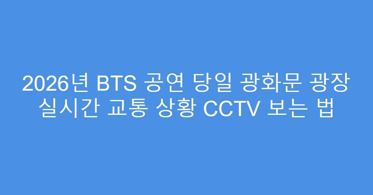 2026년 BTS 공연 당일 광화문 광장 실시간 교통 상황 CCTV 보는 법