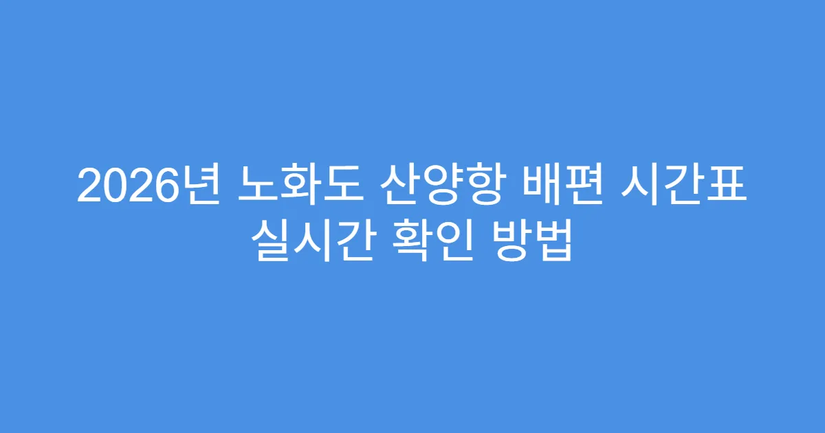 2026년 노화도 산양항 배편 시간표 실시간 확인 방법