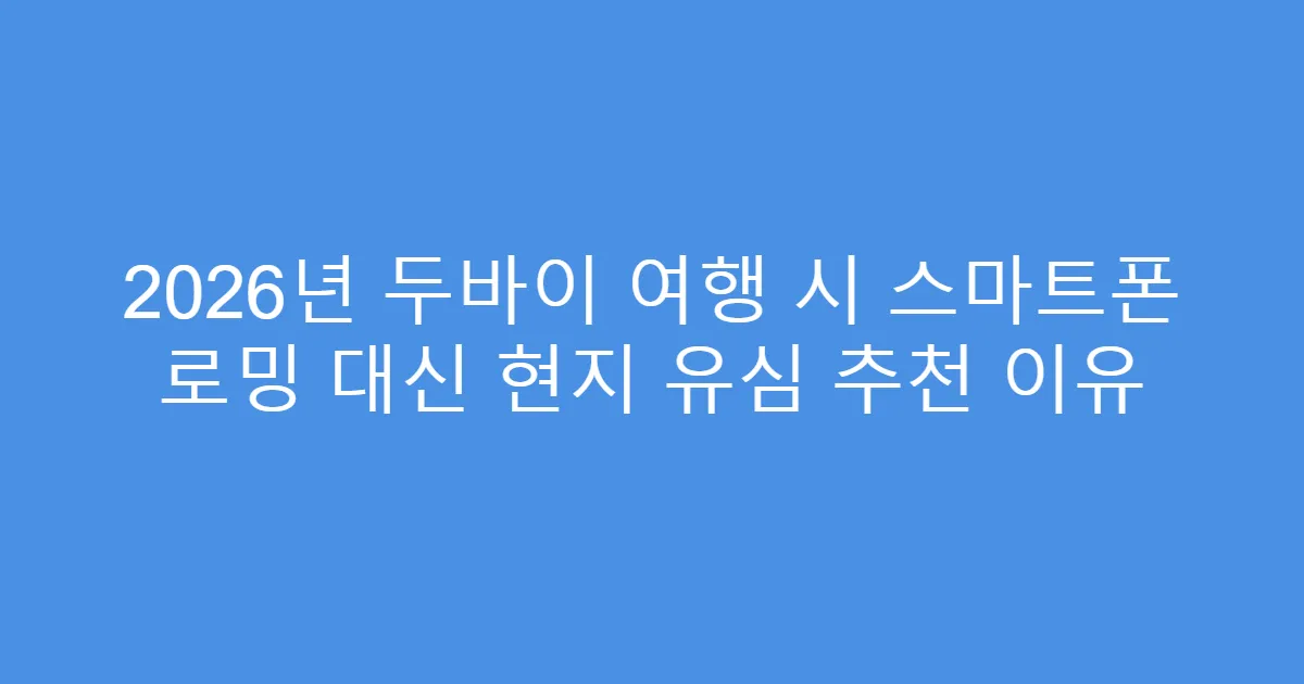2026년 두바이 여행 시 스마트폰 로밍 대신 현지 유심 추천 이유