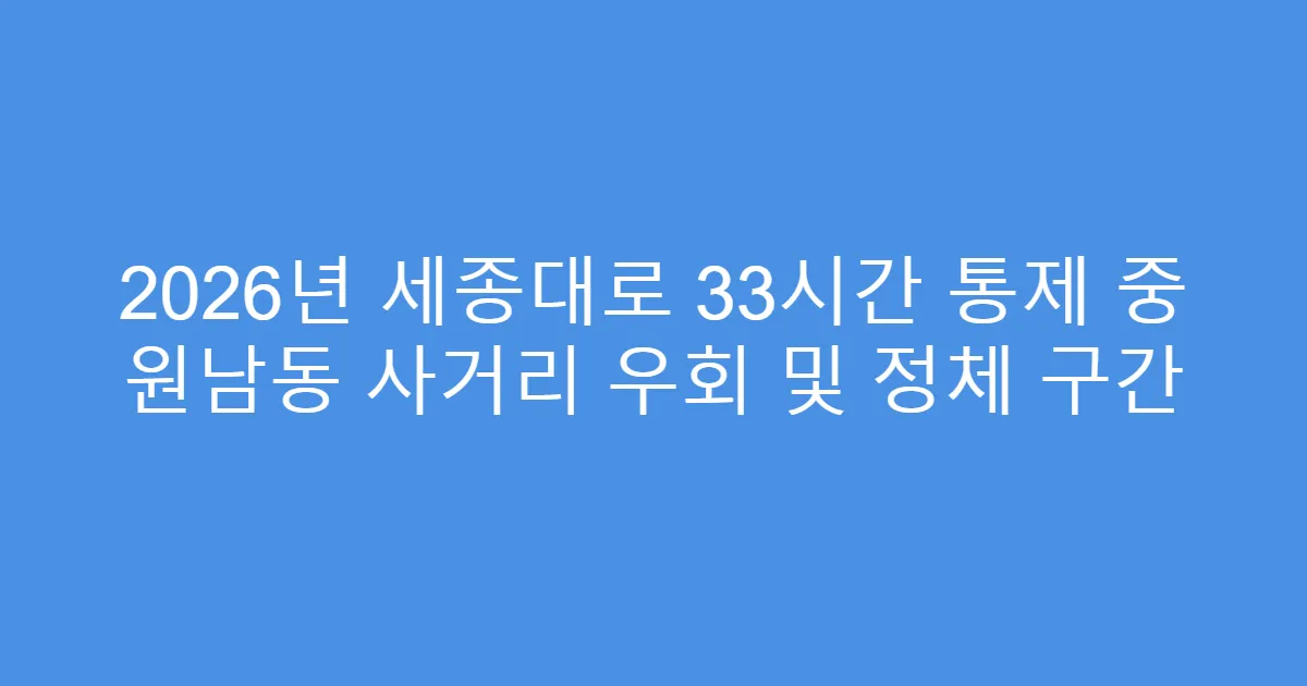 2026년 세종대로 33시간 통제 중 원남동 사거리 우회 및 정체 구간