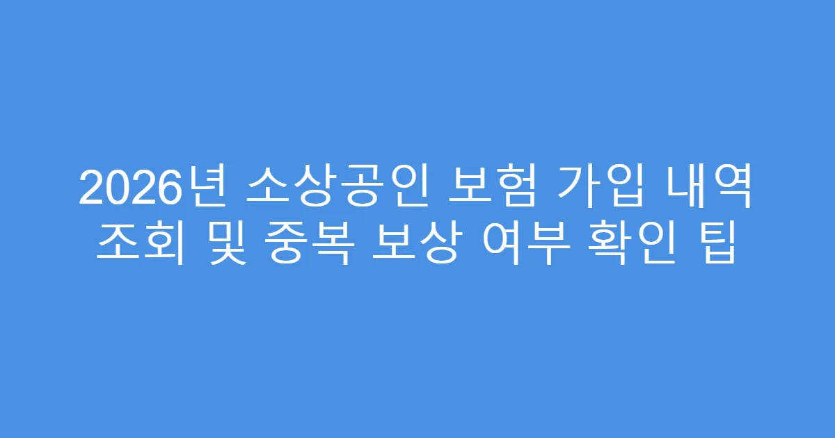 2026년 소상공인 보험 가입 내역 조회 및 중복 보상 여부 확인 팁