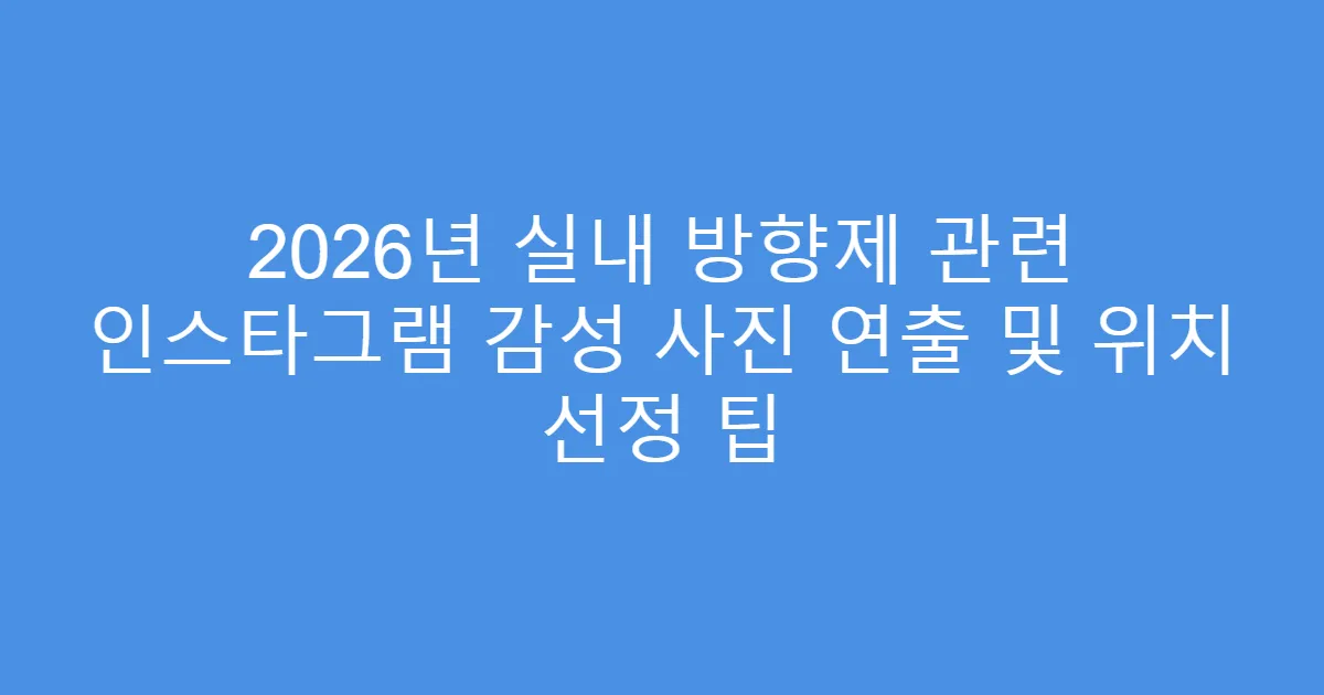 2026년 실내 방향제 관련 인스타그램 감성 사진 연출 및 위치 선정 팁