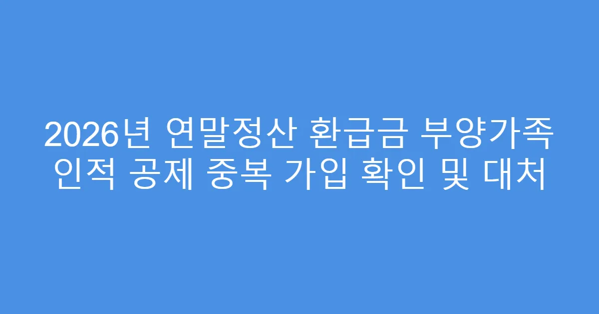 2026년 연말정산 환급금 부양가족 인적 공제 중복 가입 확인 및 대처