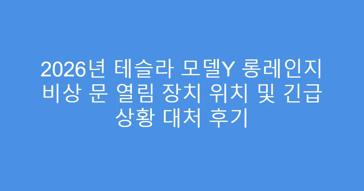 2026년 테슬라 모델Y 롱레인지 비상 문 열림 장치 위치 및 긴급 상황 대처 후기