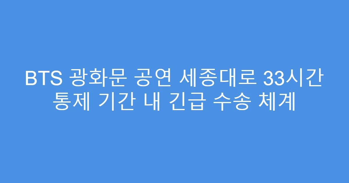 BTS 광화문 공연 세종대로 33시간 통제 기간 내 긴급 수송 체계