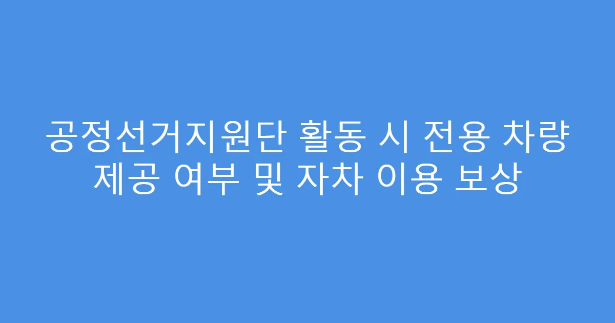 공정선거지원단 활동 시 전용 차량 제공 여부 및 자차 이용 보상