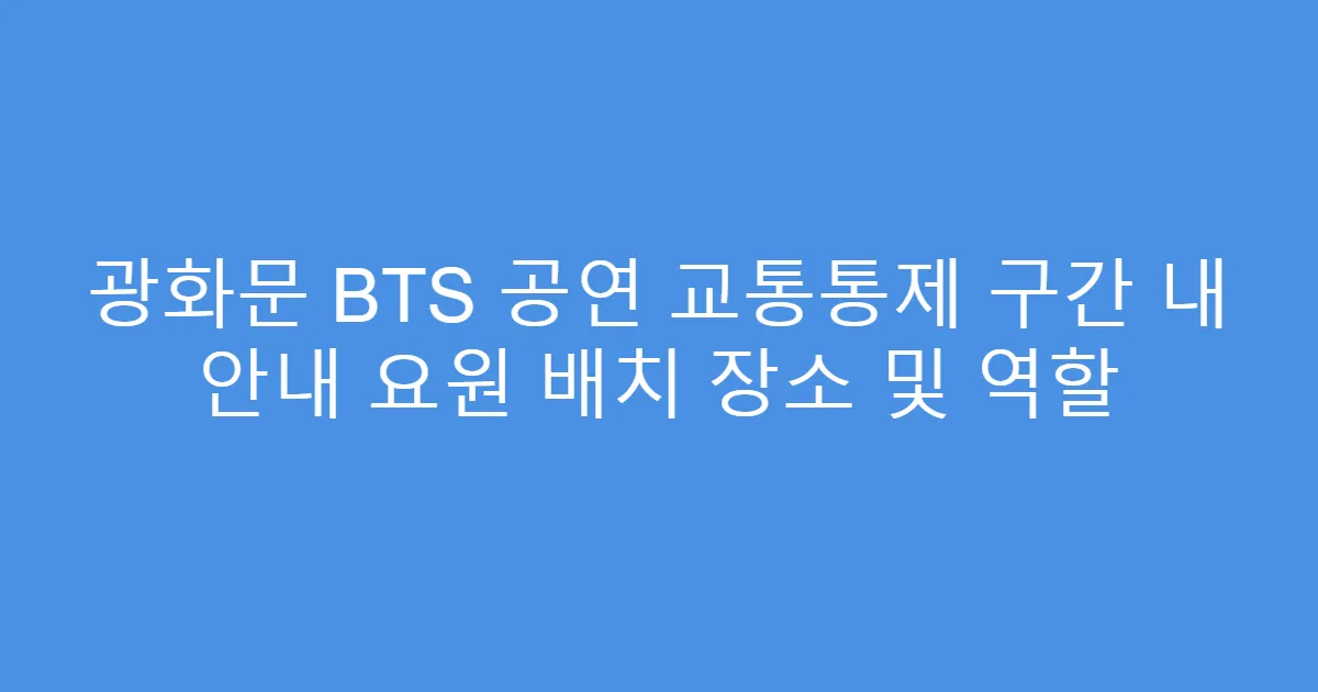 광화문 BTS 공연 교통통제 구간 내 안내 요원 배치 장소 및 역할