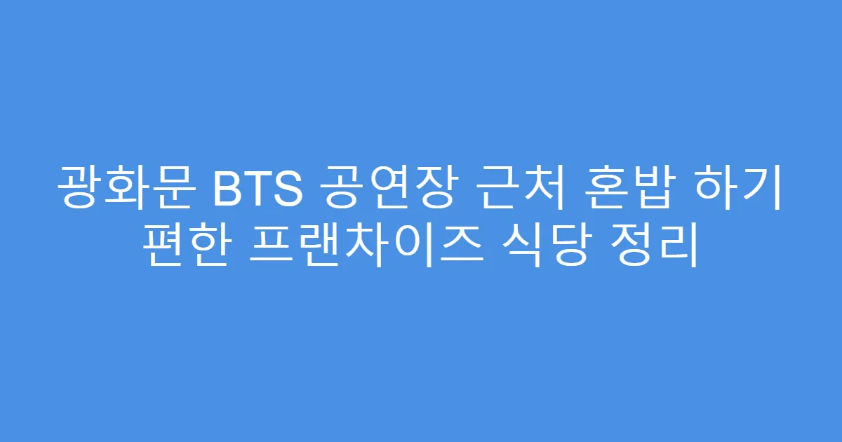 광화문 BTS 공연장 근처 혼밥 하기 편한 프랜차이즈 식당 정리