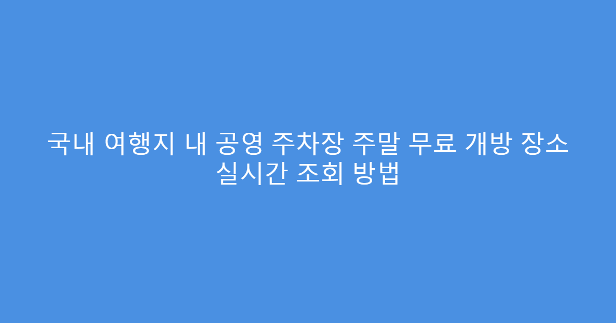 국내 여행지 내 공영 주차장 주말 무료 개방 장소 실시간 조회 방법
