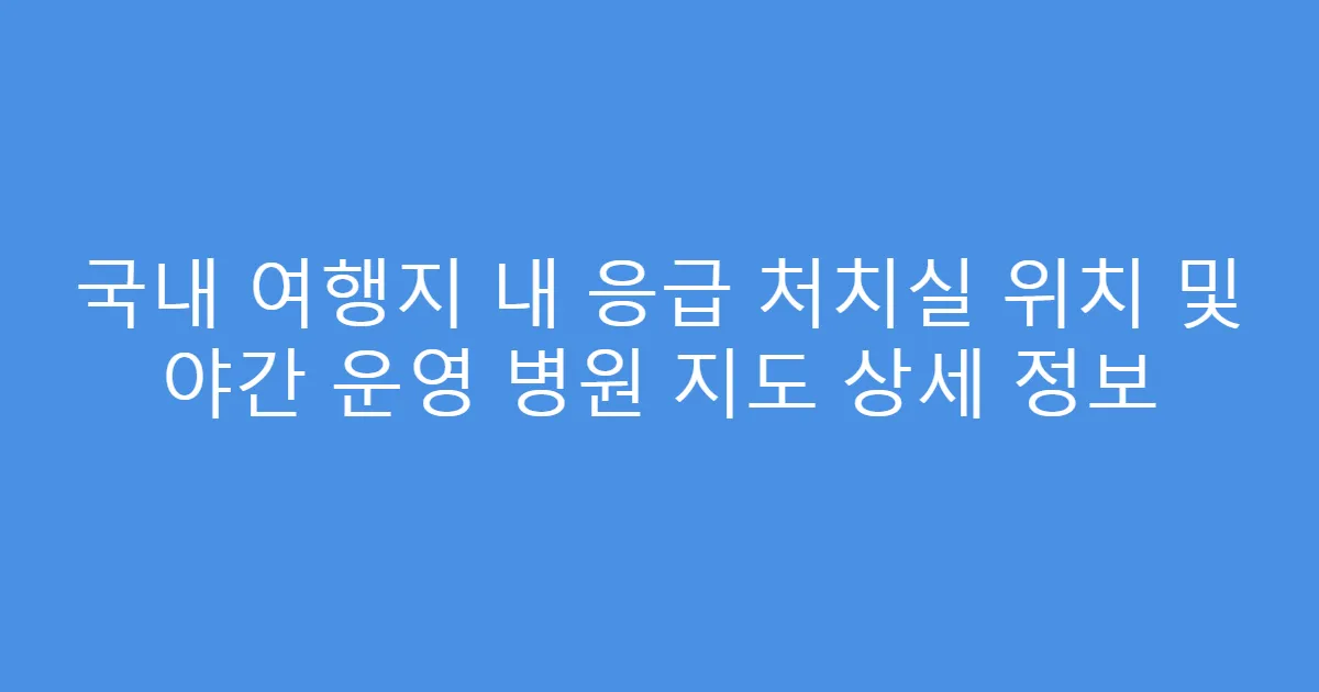 국내 여행지 내 응급 처치실 위치 및 야간 운영 병원 지도 상세 정보