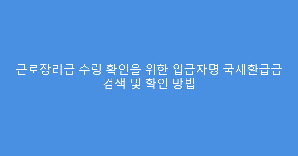 근로장려금 수령 확인을 위한 입금자명 국세환급금 검색 및 확인 방법