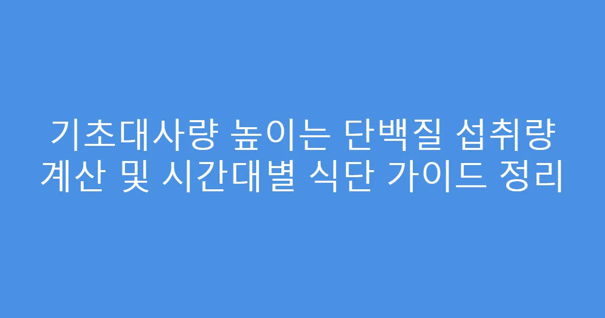 기초대사량 높이는 단백질 섭취량 계산 및 시간대별 식단 가이드 정리