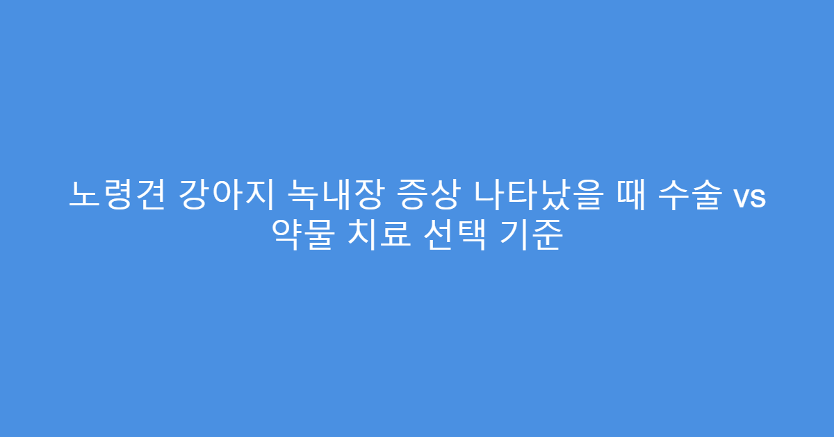 노령견 강아지 녹내장 증상 나타났을 때 수술 vs 약물 치료 선택 기준
