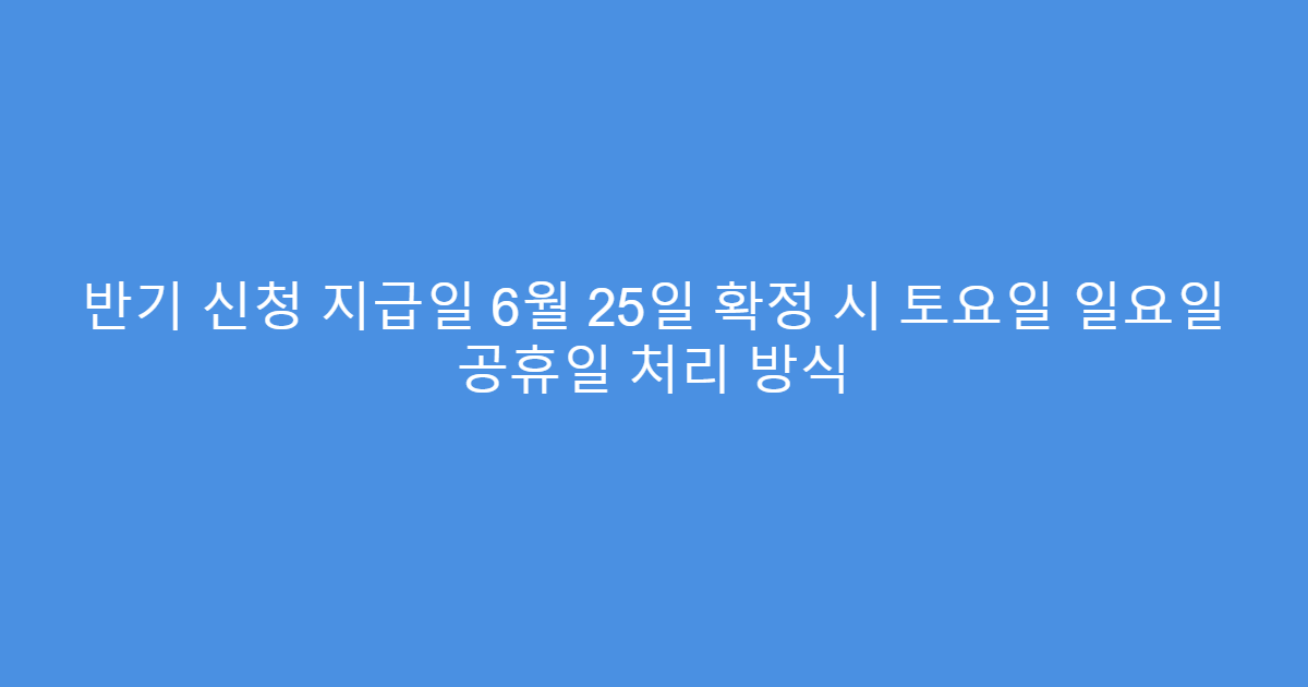 반기 신청 지급일 6월 25일 확정 시 토요일 일요일 공휴일 처리 방식