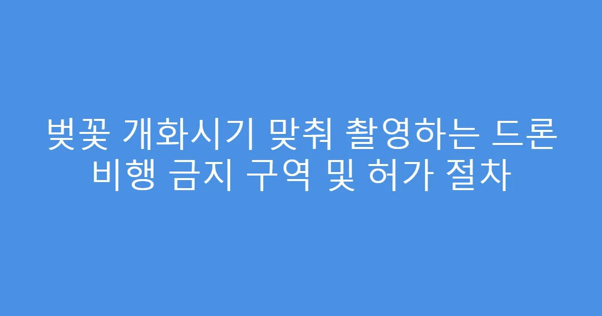 벚꽃 개화시기 맞춰 촬영하는 드론 비행 금지 구역 및 허가 절차