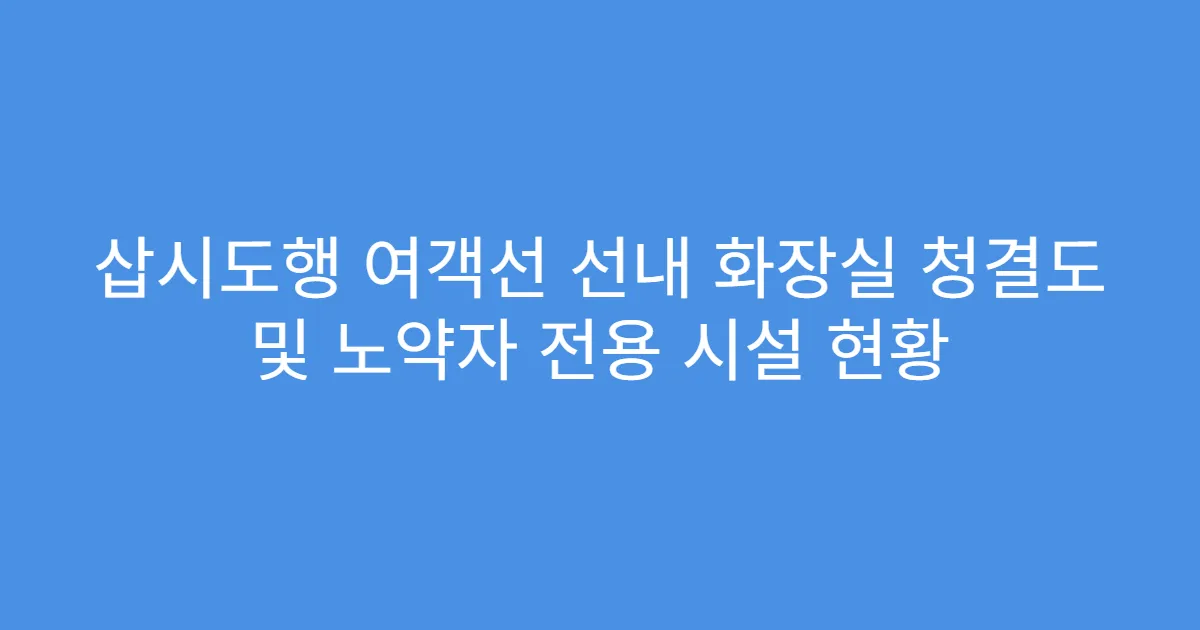 삽시도행 여객선 선내 화장실 청결도 및 노약자 전용 시설 현황