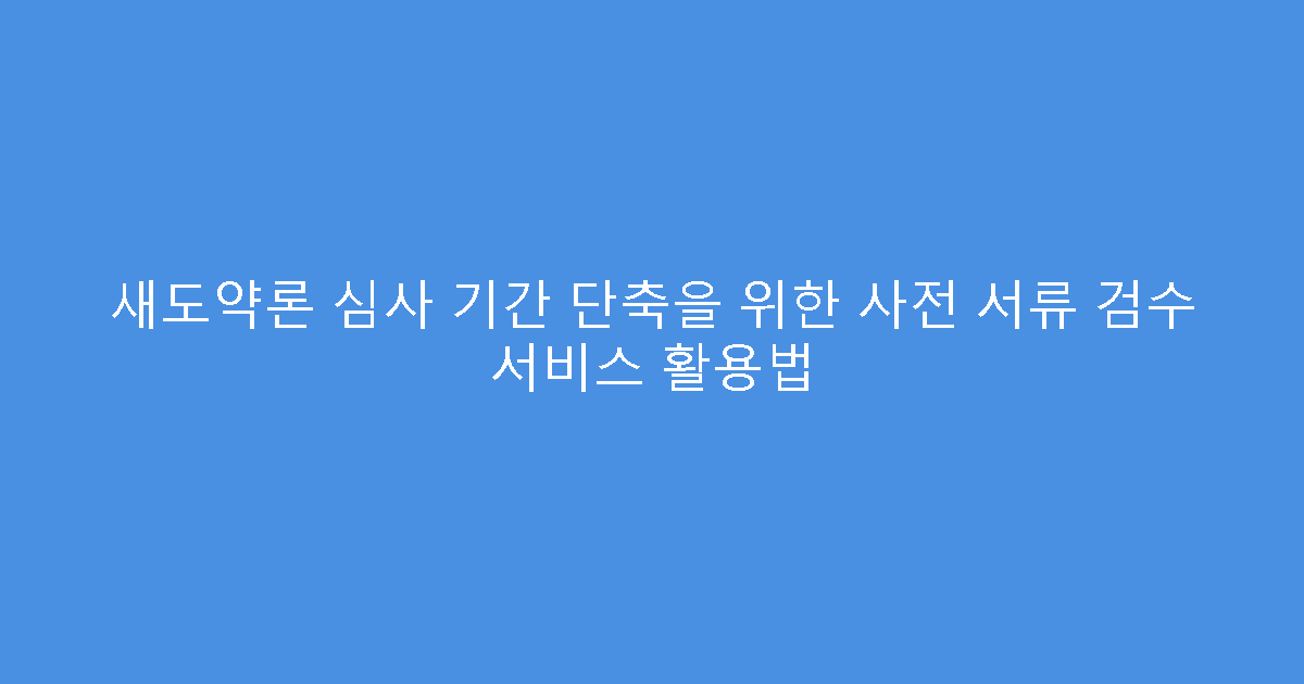 새도약론 심사 기간 단축을 위한 사전 서류 검수 서비스 활용법