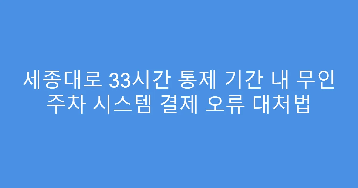 세종대로 33시간 통제 기간 내 무인 주차 시스템 결제 오류 대처법