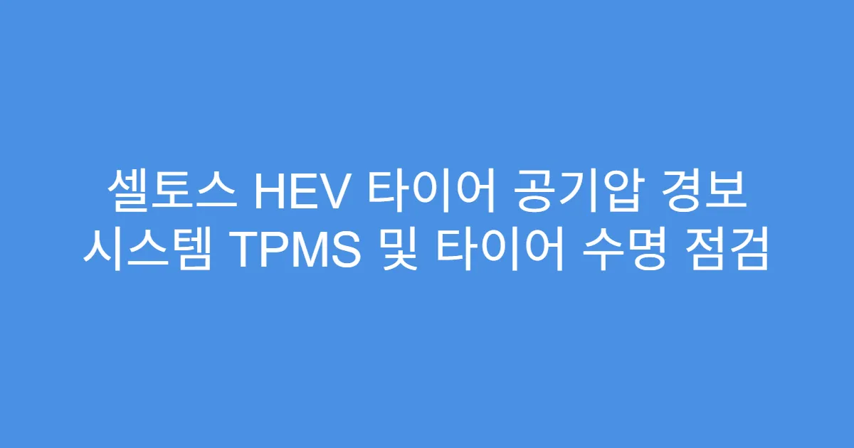 셀토스 HEV 타이어 공기압 경보 시스템 TPMS 및 타이어 수명 점검