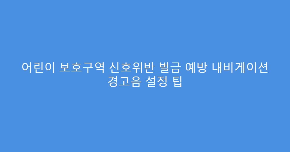 어린이 보호구역 신호위반 벌금 예방 내비게이션 경고음 설정 팁