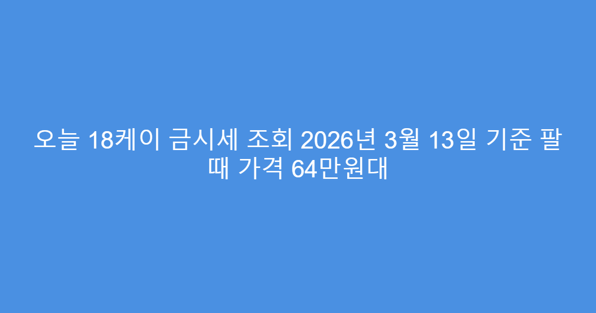 오늘 18케이 금시세 조회 2026년 3월 13일 기준 팔 때 가격 64만원대
