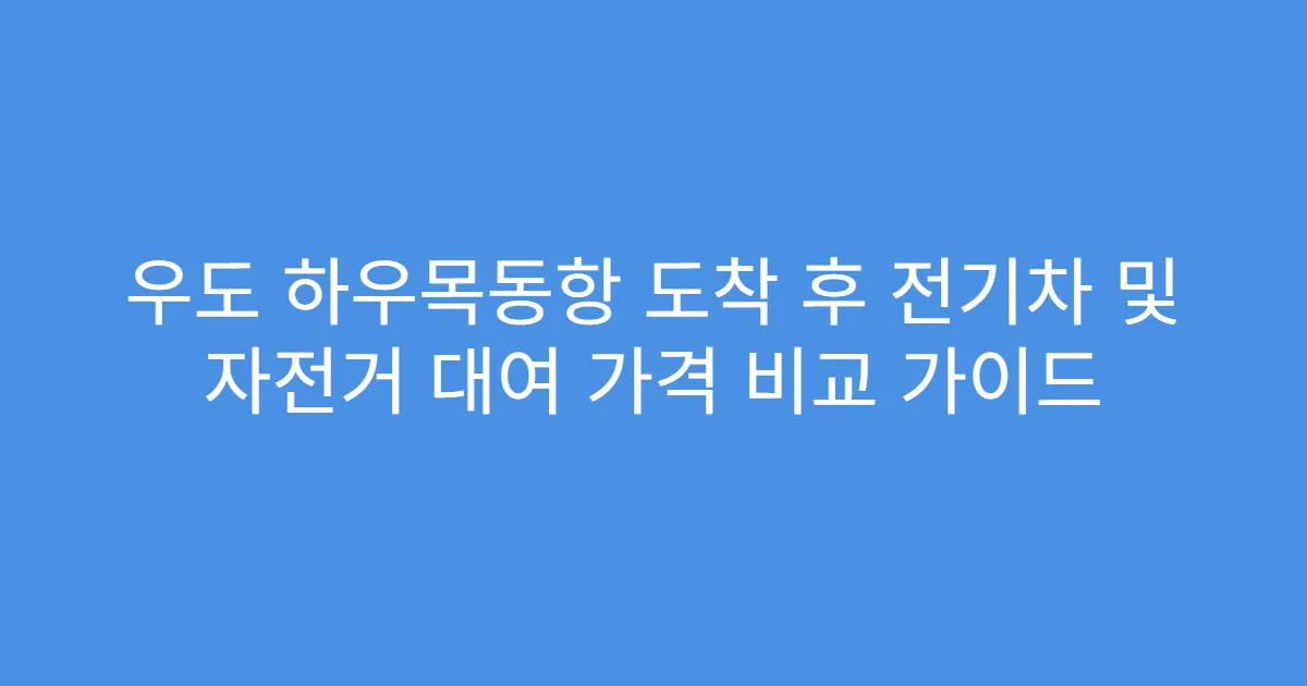 우도 하우목동항 도착 후 전기차 및 자전거 대여 가격 비교 가이드