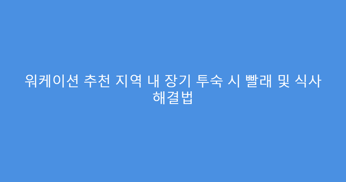 워케이션 추천 지역 내 장기 투숙 시 빨래 및 식사 해결법