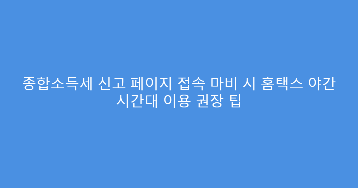 종합소득세 신고 페이지 접속 마비 시 홈택스 야간 시간대 이용 권장 팁