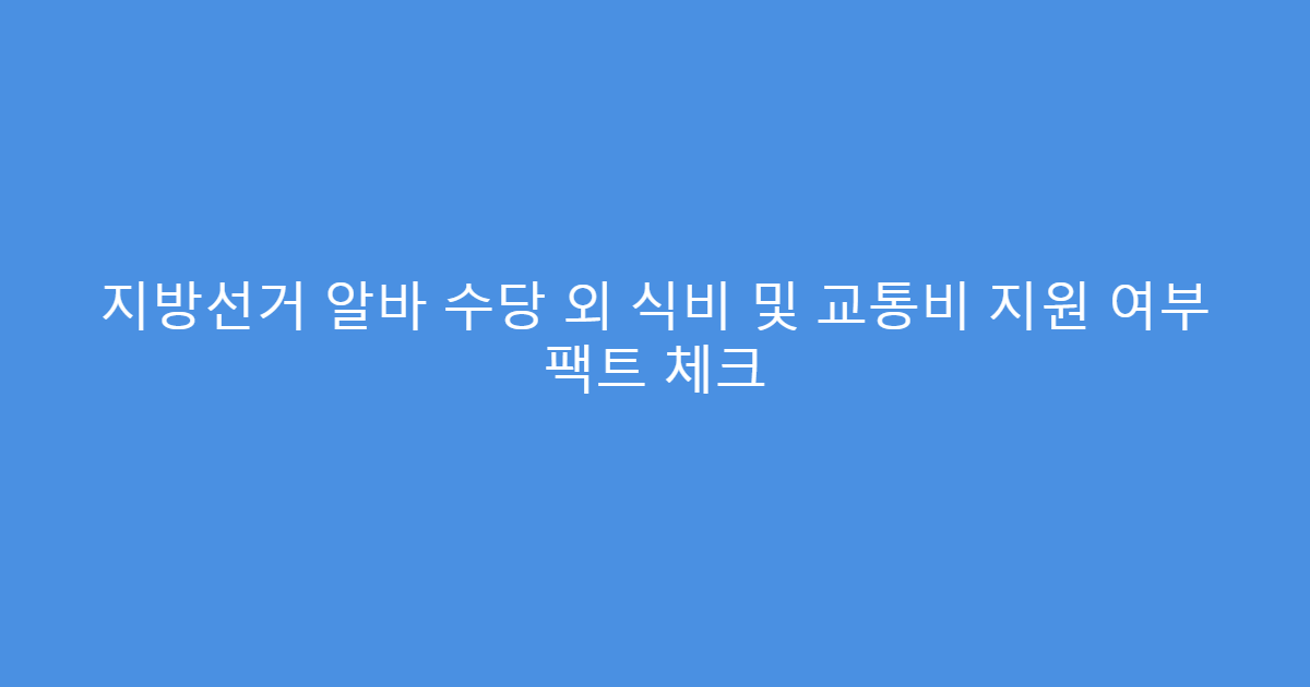 지방선거 알바 수당 외 식비 및 교통비 지원 여부 팩트 체크