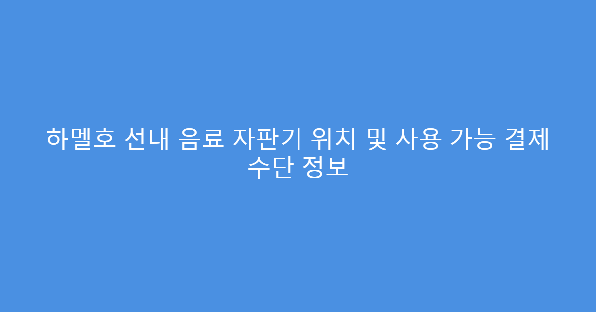 하멜호 선내 음료 자판기 위치 및 사용 가능 결제 수단 정보