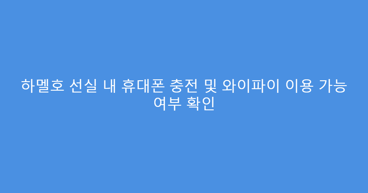 하멜호 선실 내 휴대폰 충전 및 와이파이 이용 가능 여부 확인