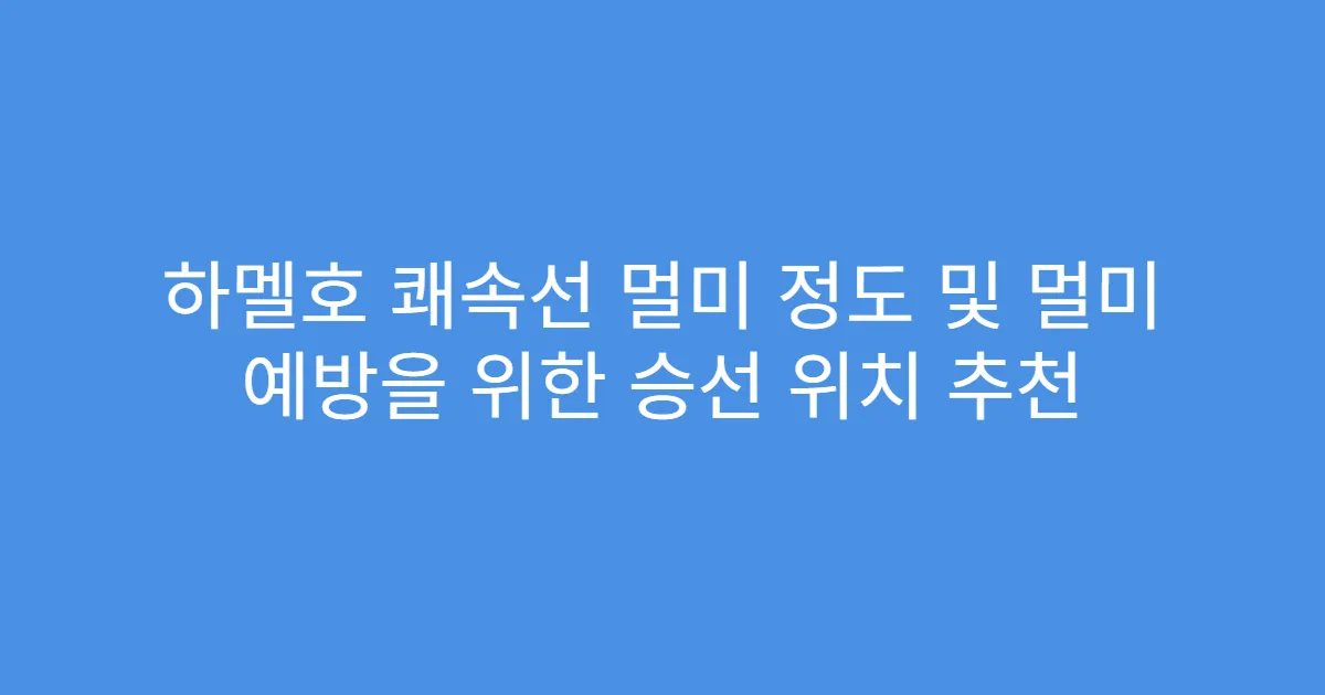 하멜호 쾌속선 멀미 정도 및 멀미 예방을 위한 승선 위치 추천