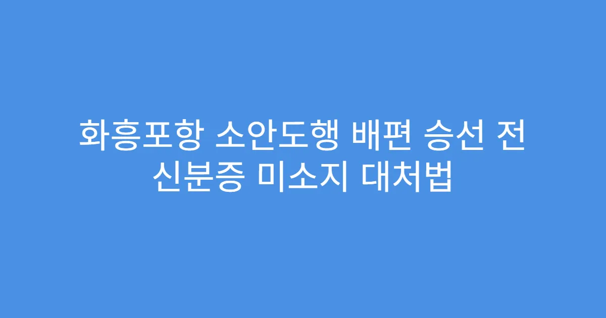 화흥포항 소안도행 배편 승선 전 신분증 미소지 대처법