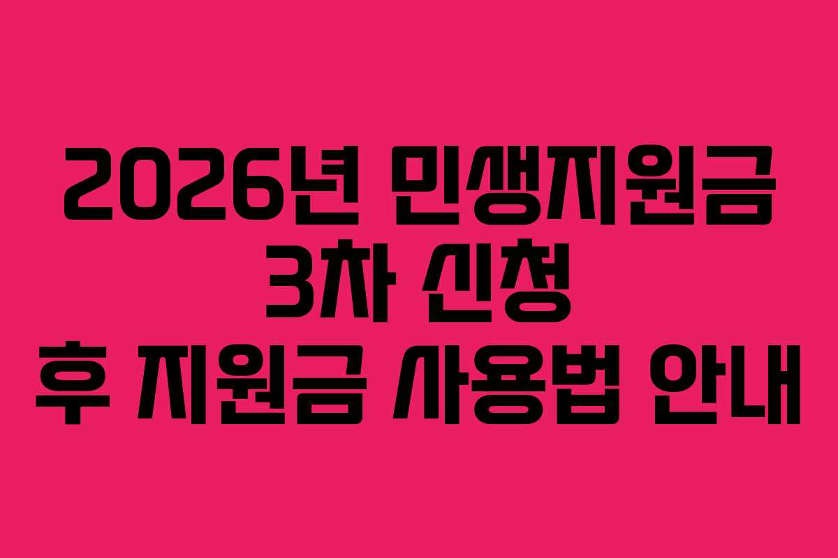 2026년 민생지원금 3차 신청 후 지원금 사용법 안내